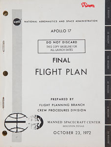 Lot #4412  Apollo 17 Final Flight Plan - Image 1