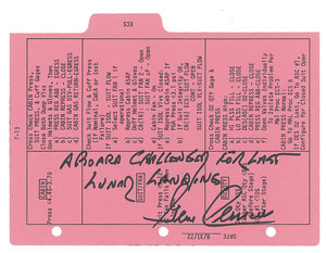 Lot #4416  Apollo 17 Lunar Flown Cue Card - Image 1