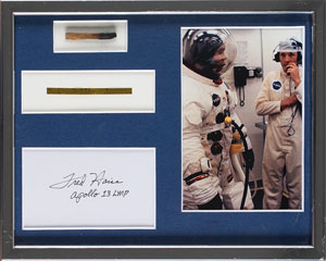 Lot #4379 Fred Haise Signature and Apollo 13 Artifact Display - Image 1