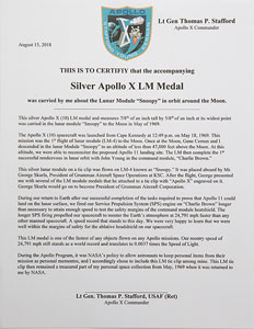 Lot #4294 Tom Stafford's Apollo 10 Flown Lunar Module Medal - Image 2