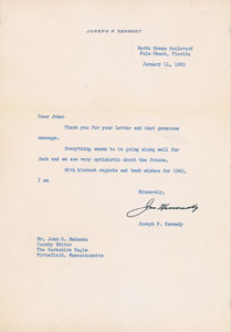 Lot #93 Joseph P. Kennedy Typed Letter Signed - Image 1