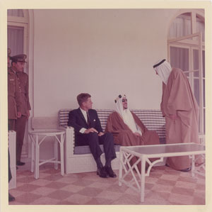 Lot #105 John F. Kennedy and King Saud bin Abdulaziz Al Saud Original Photograph by Cecil W. Stoughton - Image 1