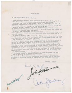 Lot #126 John F. Kennedy: Lyndon B. Johnson Proclamation Signed by Kennedy Associates