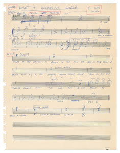 Lot #5211  What a Wonderful World Original Handwritten Music by George David Weiss - Image 4