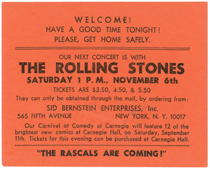 Lot #5112  Rolling Stones Concert Card - Image 1