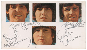 Lot #5015  Beatles Signed Card