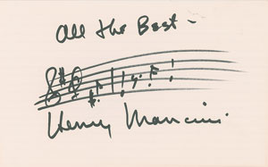 Lot #5246 Henry Mancini Autograph Musical