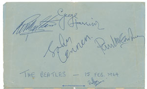 Lot #5004  Beatles 1964 Ed Sullivan Show Signatures