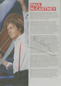 Lot #5044 Paul McCartney Signed Program