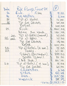 Lot #5152  Pink Floyd 1973/1975 Tour Expenses Book - Image 3
