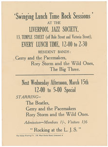 Lot #5003  Beatles 1961 Swinging Lunchtime Sessions Handbill