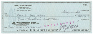 Lot #5139 Jerry Garcia Signed Check - Image 1