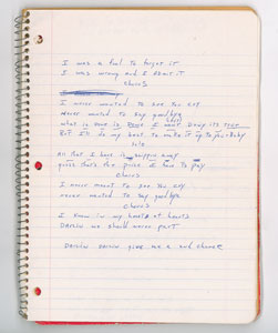 Lot #5393  Boston: Brad Delp's Notebook with Handwritten Notes and Lyrics - Image 7