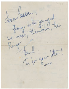 Lot #5039 Paul McCartney Autograph Letter Signed