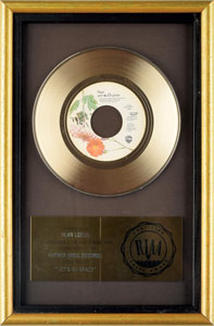 Lot #5594  Prince 'Let's Go Crazy' Gold Sales Award - Image 1