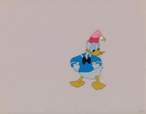 Lot #1205 Donald Duck production cel from the Disneyland television show At Home with Donald Duck - Image 1