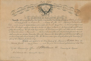 Lot #301  55th Massachusetts Infantry Regiment: Black Sergeant's Commission - Image 1