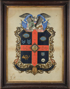 Lot #349  Civil War Hand-Painted Escutcheon for Sgt. James B. Hogan - Image 1