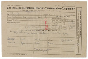 Lot #8517  Titanic Marconigrams: Leila Meyer Saks - Image 1