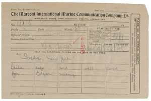 Lot #8517  Titanic Marconigrams: Leila Meyer Saks - Image 2