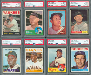 Lot #8081  1960s Topps PSA HIGH GRADE Hall of Famer Lot with Mantle. Koufax and Clemente (8) - Image 1
