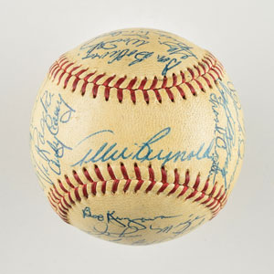 Lot #8247  1953 New York Yankees Team-Signed Baseball with 30 Signatures including 7 Hall of Famers! - Image 6