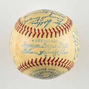 Lot #8247  1953 New York Yankees Team-Signed Baseball with 30 Signatures including 7 Hall of Famers! - Image 2