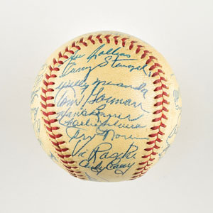 Lot #8247  1953 New York Yankees Team-Signed Baseball with 30 Signatures including 7 Hall of Famers! - Image 4