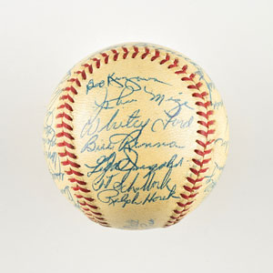 Lot #8247  1953 New York Yankees Team-Signed Baseball with 30 Signatures including 7 Hall of Famers! - Image 5