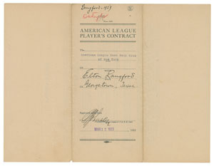 Lot #9006  Elton Langford 1923 Signed New York Yankees Player Contract with Ban Johnson and Jacob Ruppert - Image 2