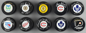 Lot #8477  National Hockey League HOFer Signed Puck Collection (12) - Image 1