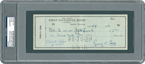 Lot #8328 Ty Cobb and Pete Rose Dual Signed Check - Image 1