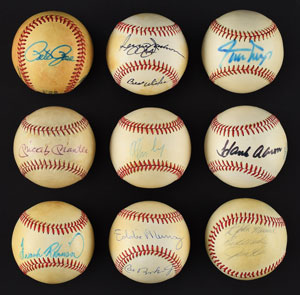 Lot #8294  Single Signed Baseball Collection (35) with Mickey Mantle and (2) Willie Mays - Many Deceased - Image 1
