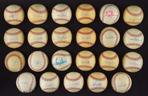 Lot #8294  Single Signed Baseball Collection (35) with Mickey Mantle and (2) Willie Mays - Many Deceased - Image 4
