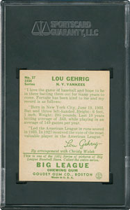 Lot #8036  1934 Goudey #37 Lou Gehrig - SGC EX/NM+ 6.5 - Image 2