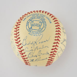 Lot #8238  1942 New York Yankees American League Champions Team Signed Baseball with DiMaggio - Image 3