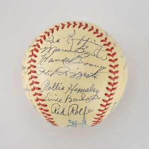 Lot #8238  1942 New York Yankees American League Champions Team Signed Baseball with DiMaggio - Image 4