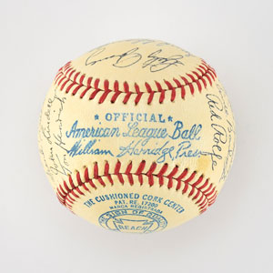 Lot #8238  1942 New York Yankees American League Champions Team Signed Baseball with DiMaggio - Image 2