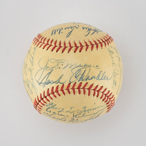 Lot #8240  1947 New York Yankees World Series Champions Team Signed Baseball with DiMaggio - Image 1