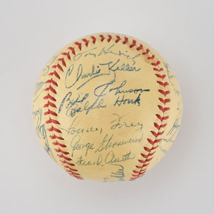 Lot #8240  1947 New York Yankees World Series Champions Team Signed Baseball with DiMaggio - Image 3