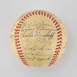 Lot #8240  1947 New York Yankees World Series Champions Team Signed Baseball with DiMaggio - Image 4
