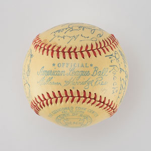 Lot #8240  1947 New York Yankees World Series Champions Team Signed Baseball with DiMaggio - Image 6