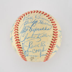 Lot #8242  1948 New York Yankees Team Signed Baseball with DiMaggio - Image 4