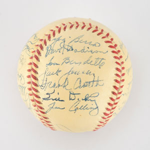 Lot #8244  1950 New York Yankees World Series Champions Team Signed Baseball with DiMaggio and Ford - Image 2