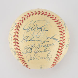 Lot #8244  1950 New York Yankees World Series Champions Team Signed Baseball with DiMaggio and Ford - Image 3