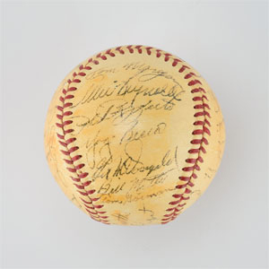 Lot #8245  1952 New York Yankees World Series Champions Team Signed Baseball with Mantle and Stengel - Image 1