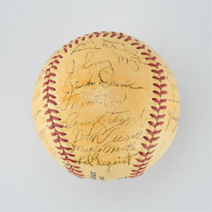 Lot #8245  1952 New York Yankees World Series Champions Team Signed Baseball with Mantle and Stengel - Image 4