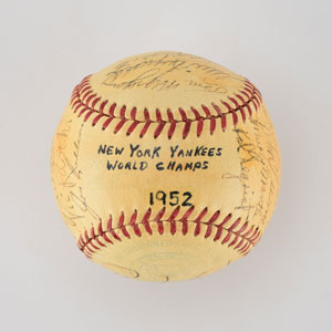 Lot #8245  1952 New York Yankees World Series Champions Team Signed Baseball with Mantle and Stengel - Image 6