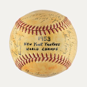 Lot #8248  1953 New York Yankees World Series Champions Team Signed Baseball with Mantle - Image 4
