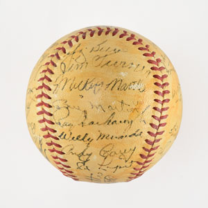 Lot #8248  1953 New York Yankees World Series Champions Team Signed Baseball with Mantle - Image 1